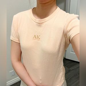 Anne Klein y2k logo rhinestones tshirt